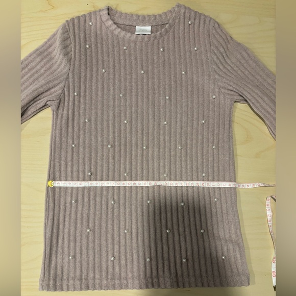 Zara Mauve Ribbed Top with Pearl Embellishments (11-12) - Picture 6 of 8